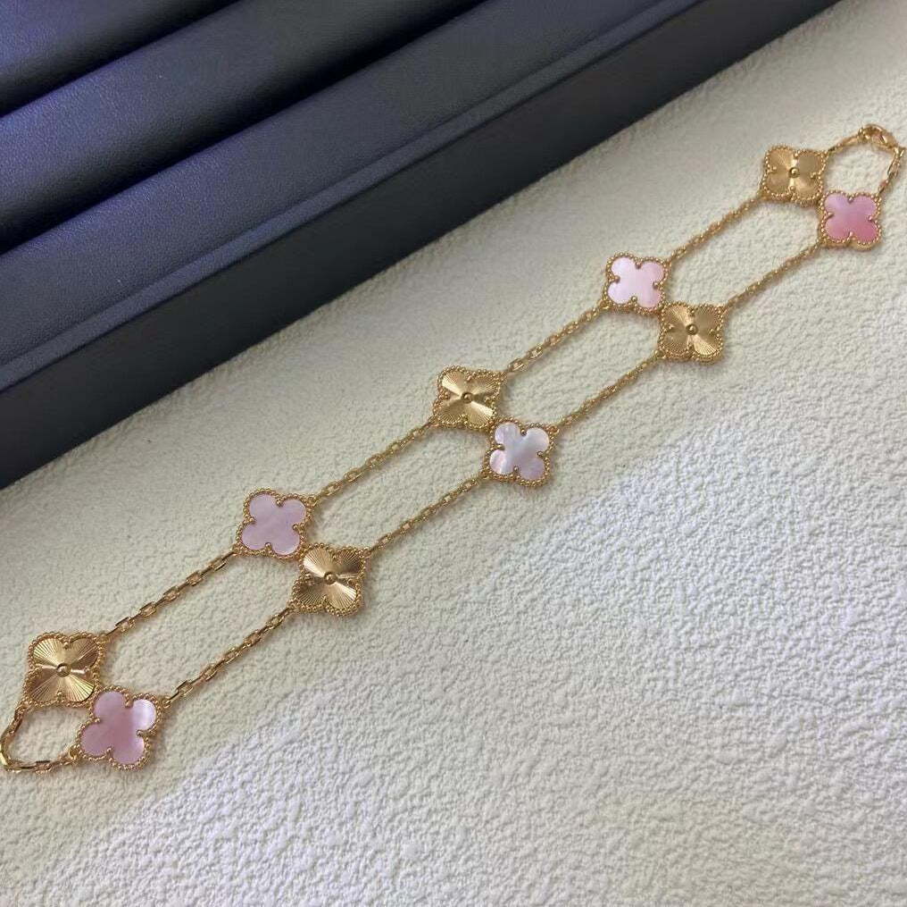[GALE]CLOVER 10 MOTIFS  LASER PINK MOP NECKLACE
