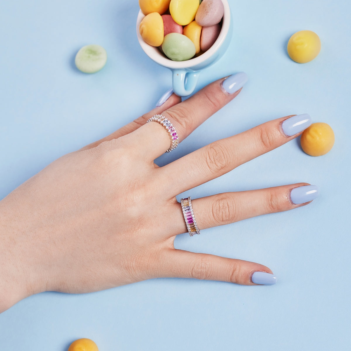 [NOVO]繊細な万華鏡のようなエメラルドカットのデイリーリング