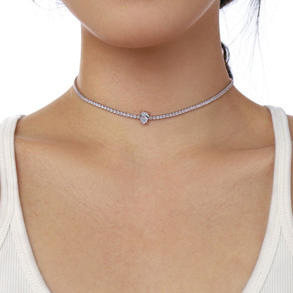 [NEU] Einzigartige Tennis-Halskette mit 1,0 Karat Birnenschliff