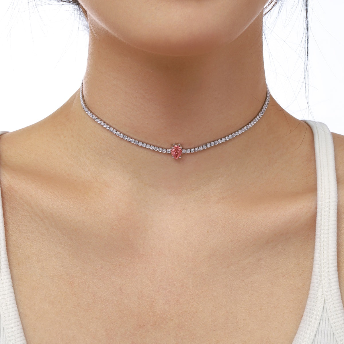 [NEU] Einzigartige Tennis-Halskette mit 1,0 Karat Birnenschliff
