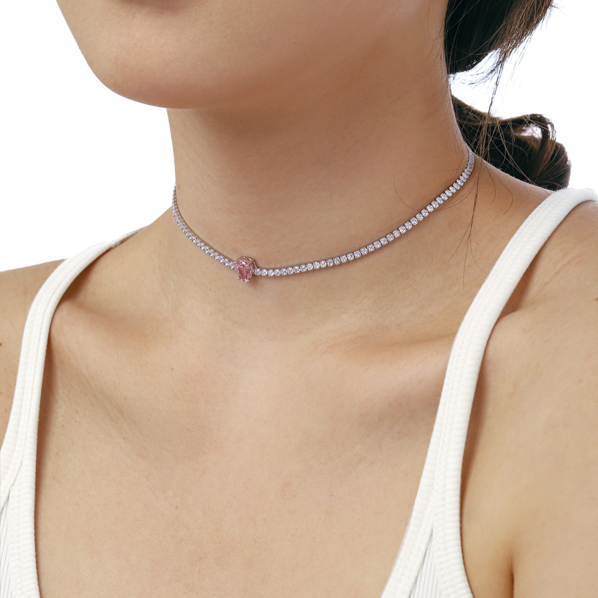 [NEU] Einzigartige Tennis-Halskette mit 1,0 Karat Birnenschliff