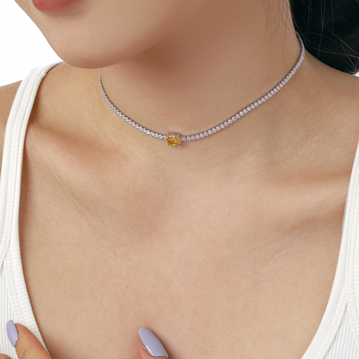 [NEU] Halskette mit 1,0 Karat glänzendem ovalen Schliff