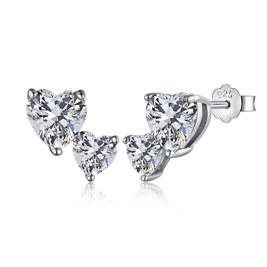 [GALE]Double Heart-Shape Classic Princess Style Earrings