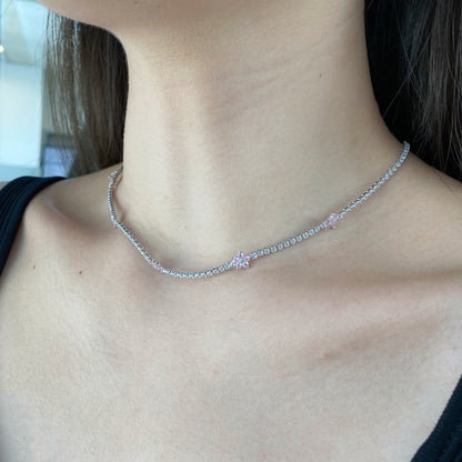 [GALE]Luxurious Colorful Flower Tennis Necklace