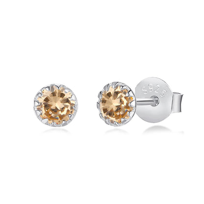 [GALE]Sparkling Colorful Round Shape Earrings