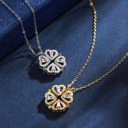 [NEU]Verzierte Halskette in Herzform mit geschliffener Blume
