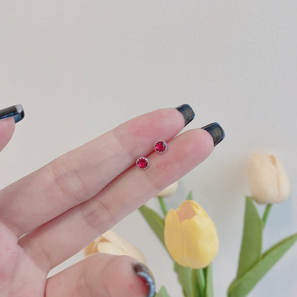 [GALE]Sparkling Colorful Round Shape Earrings