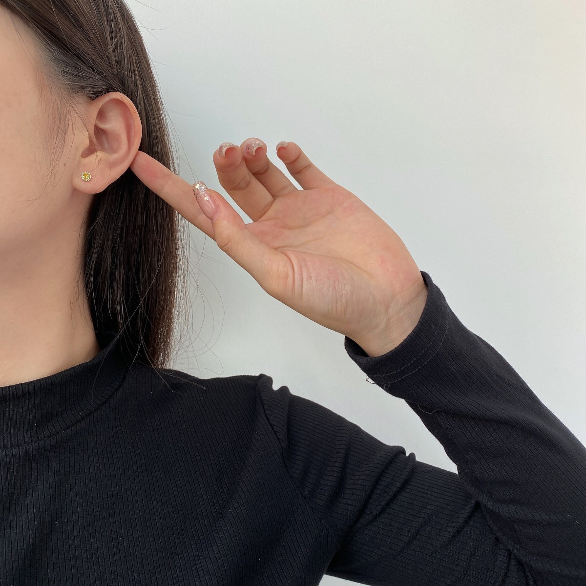 [GALE]Sparkling Colorful Round Shape Earrings