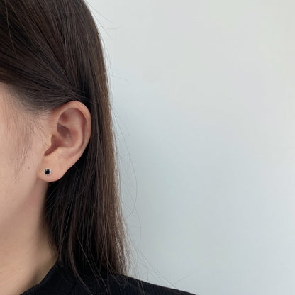 [GALE]Sparkling Colorful Round Shape Earrings