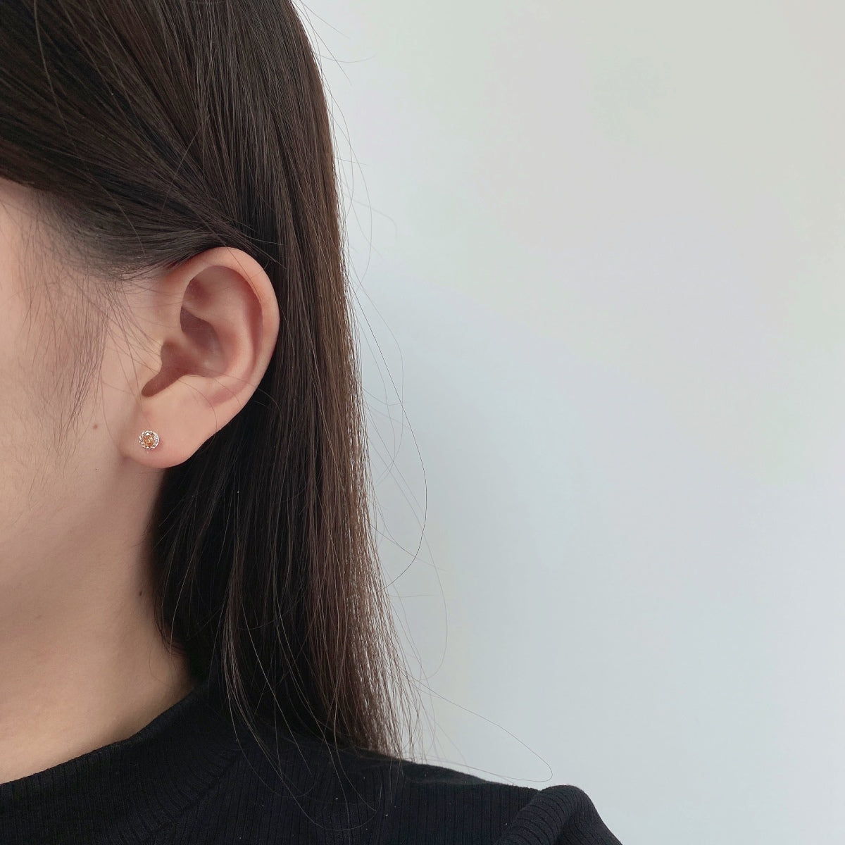 [GALE]Sparkling Colorful Round Shape Earrings