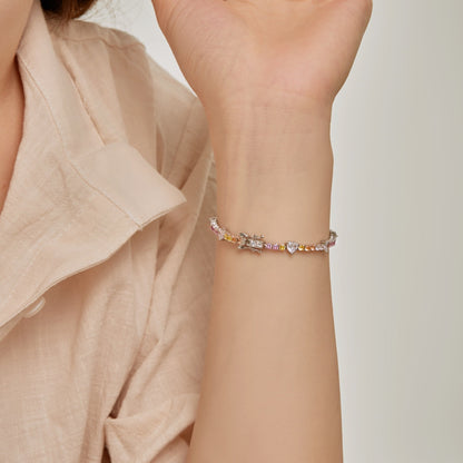 [NOVO]ロマンティックハートシェイプラウンドカットラバーブレスレット