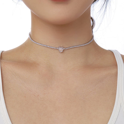 [NEU] 2,0 Karat funkelnde Halskette im Tennisherzschliff