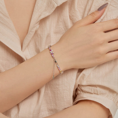 [GALE]Ornate Colorful Butterfly Shape Round Cut Daily Bracelet