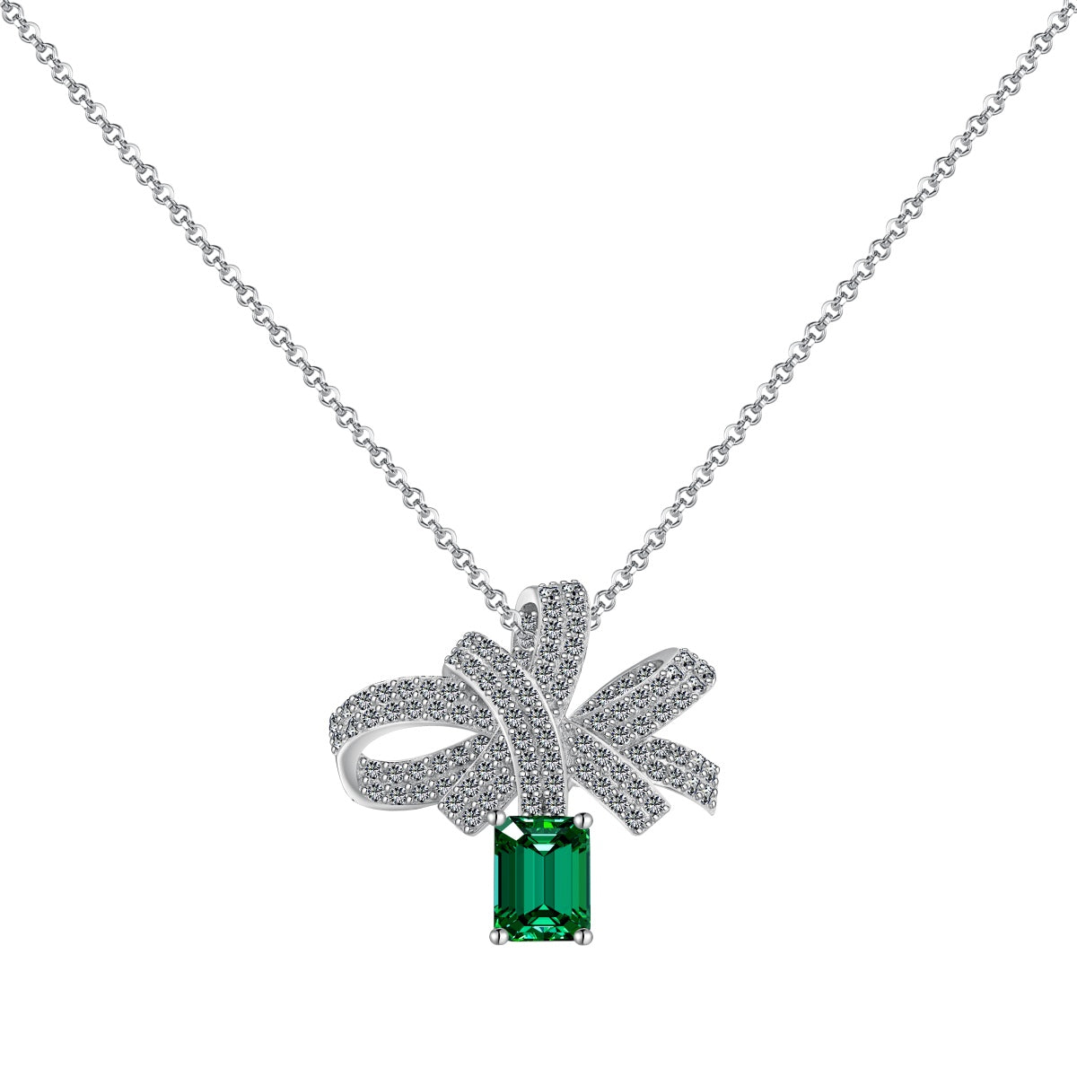 [GALE]Luxurious Flower Shape Emerald Cut Necklace