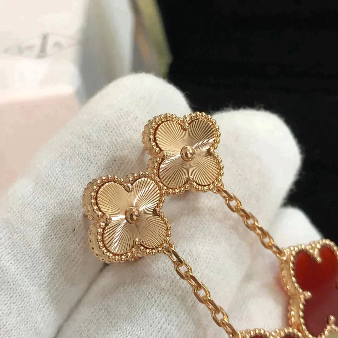 [NOVO]クローバー 2モチーフ レーザーカーネリアン イヤリング