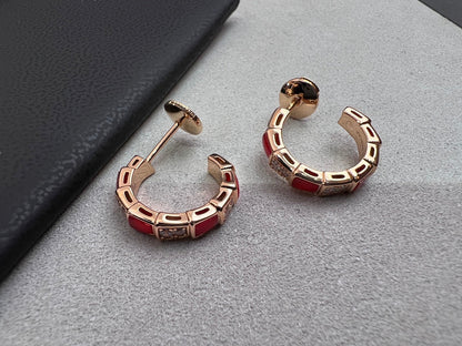 [GALE]SERPENTI CARNELIAN PINK GOLD EARRINGS
