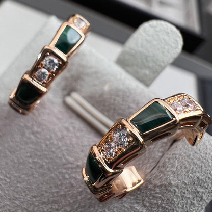 [GALE]SERPENTI MALACHITE PINK GOLD EARRINGS