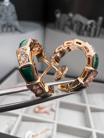 [GALE]SERPENTI MALACHITE PINK GOLD EARRINGS