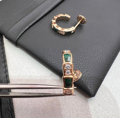 [GALE]SERPENTI MALACHITE PINK GOLD EARRINGS