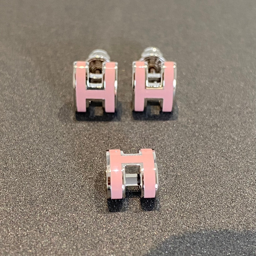 [GALE]MINI POP H SILVER EARRINGS PINK