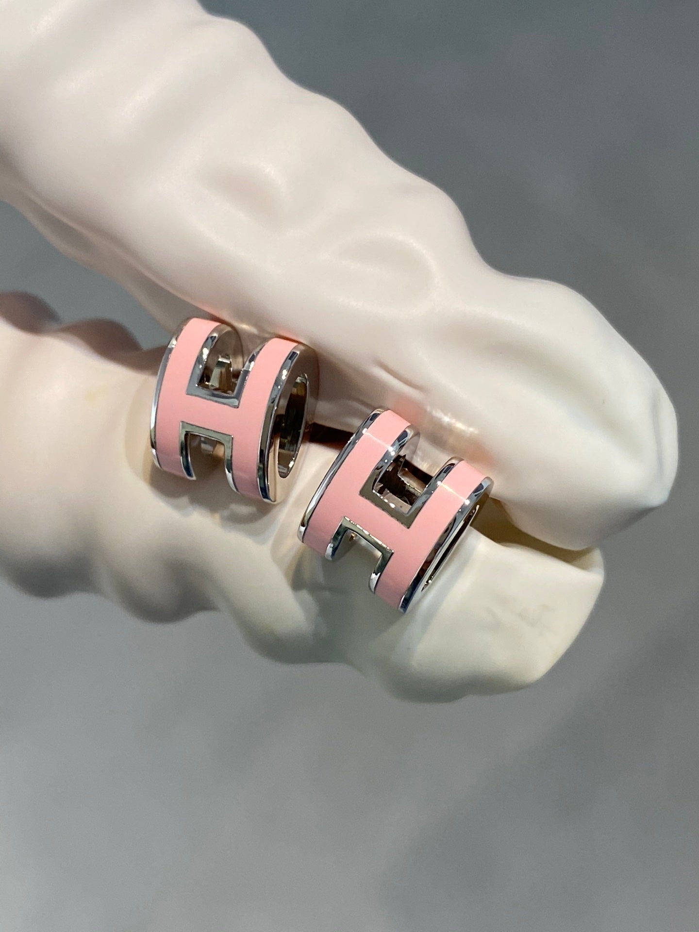 [GALE]MINI POP H SILVER EARRINGS PINK