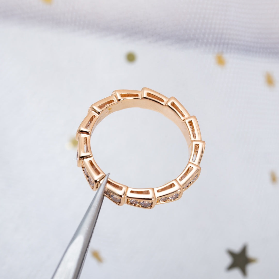 [GALE]SERPENTI RING PINK GOLD DIAMOND PAVED 3MM