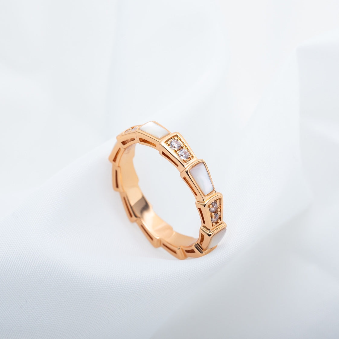 [GALE]SERPENTI RING PINK GOLD DIAMOND MOP 3MM