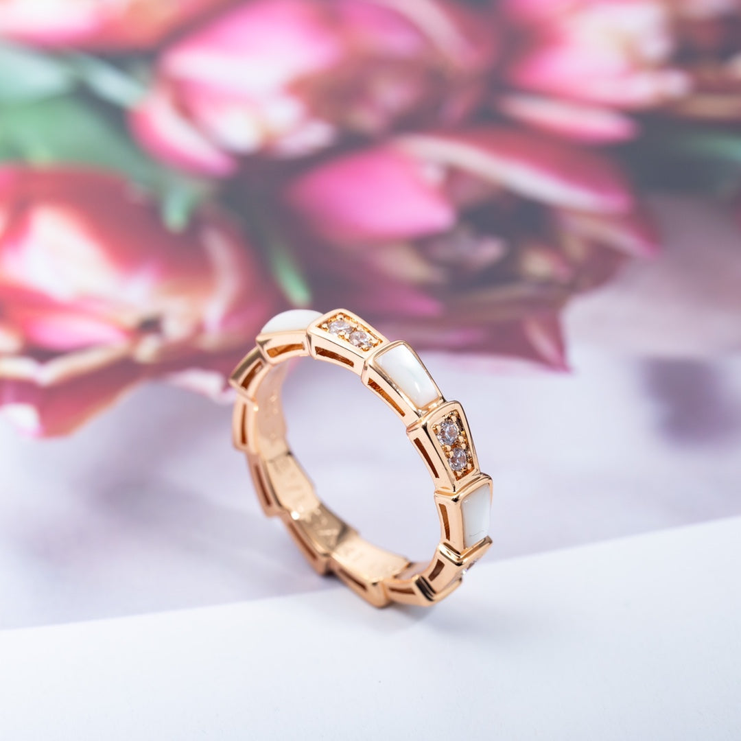 [GALE]SERPENTI RING PINK GOLD DIAMOND MOP 3MM