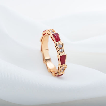 [GALE]SERPENTI RING PINK GOLD CARNELIAN DIAMOND 3MM