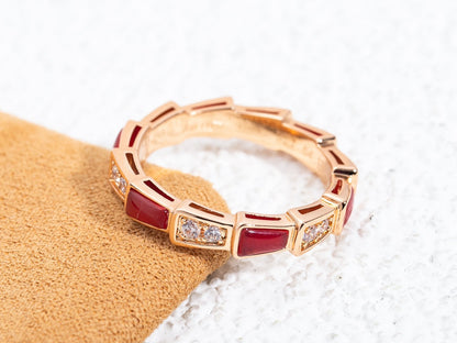 [GALE]SERPENTI RING PINK GOLD CARNELIAN DIAMOND 3MM