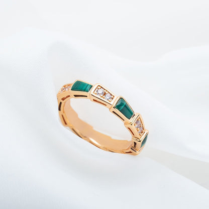 [GALE]SERPENTI RING PINK GOLD MALACHITE DIAMOND 3MM