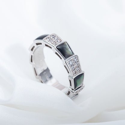 [GALE]SERPENTI RING SILVER DIAMOND BLACK MOP 4MM