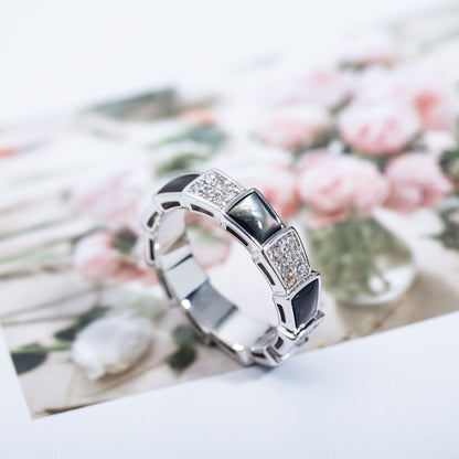 [GALE]SERPENTI RING SILVER DIAMOND BLACK MOP 4MM