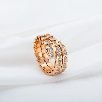 [GALE]SERPENTI RING PINK GOLD DIAMOND DOUBLE ROW