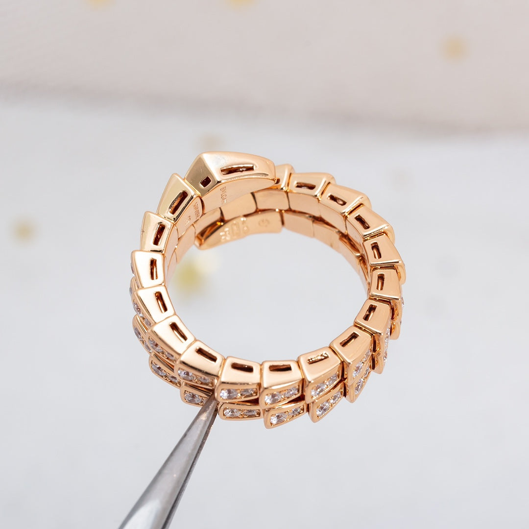 [GALE]SERPENTI RING PINK GOLD DIAMOND DOUBLE ROW