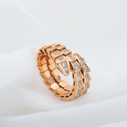 [GALE]SERPENTI RING PINK GOLD DIAMOND DOUBLE ROW