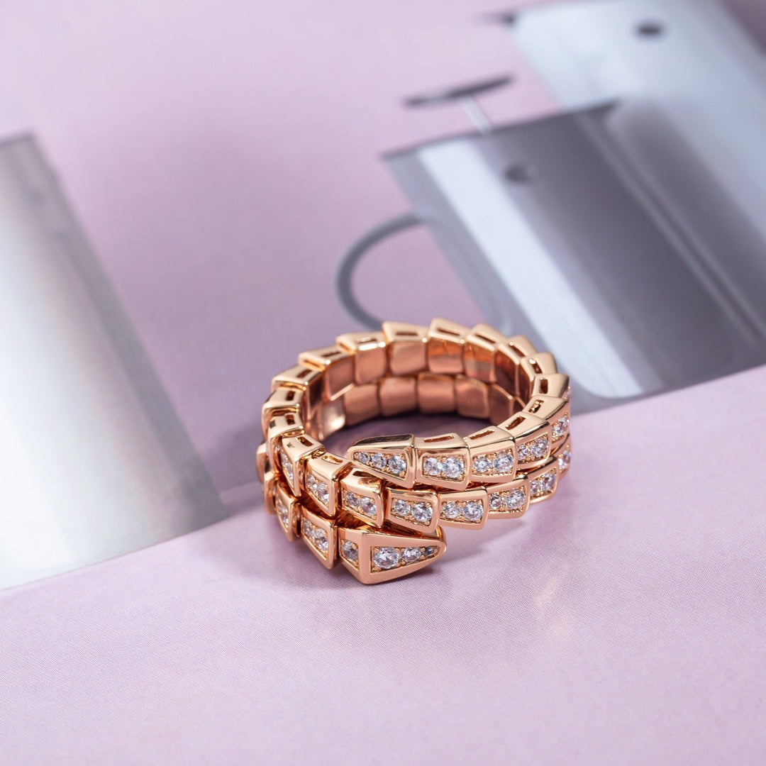 [GALE]SERPENTI RING PINK GOLD DIAMOND DOUBLE ROW