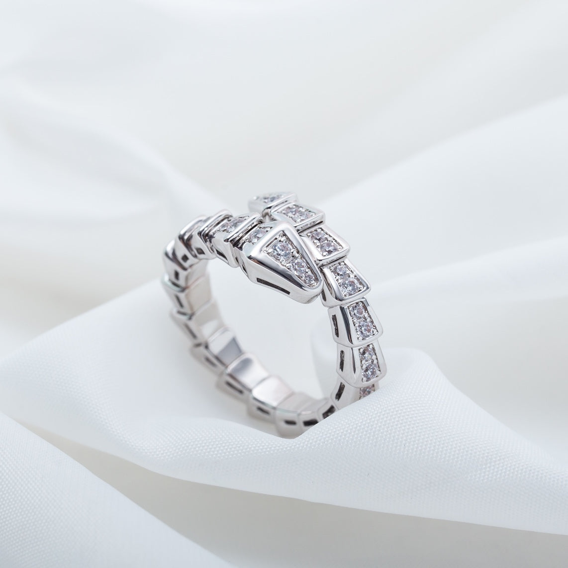 [GALE]SERPENTI RING SILVER DIAMOND PAVED 4MM