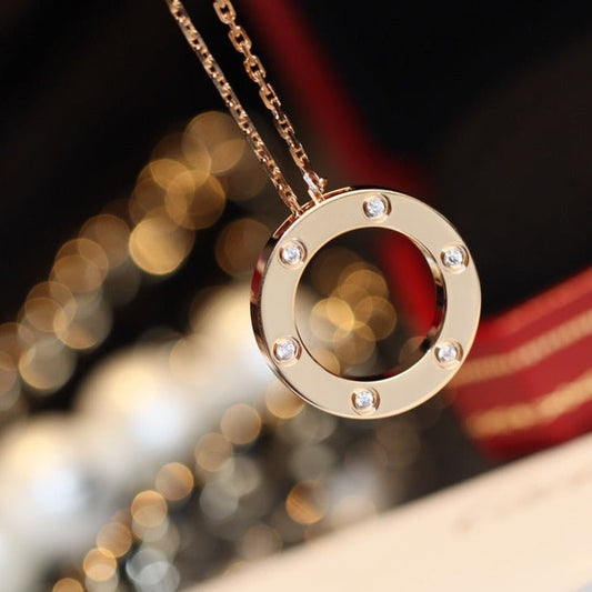 [NOVO] Liebeskette 16 mm 6 Diamanten Roségold