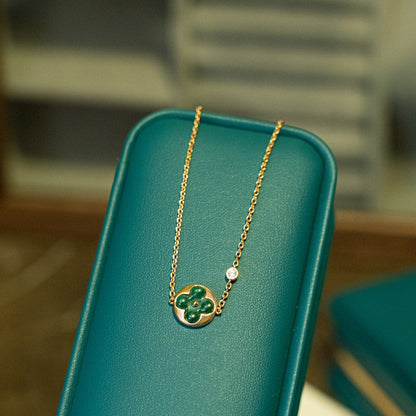 [NOVO]サンマラカイト 1ダイヤモンド ピンクゴールドブレスレット