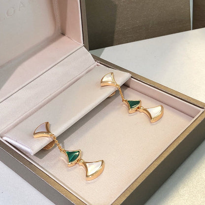 [GALE]DREAM EARRINGS 3 MOTIFS MALACHITE MOP PINK GOLD