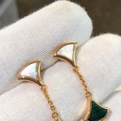 [GALE]DREAM EARRINGS 3 MOTIFS MALACHITE MOP PINK GOLD