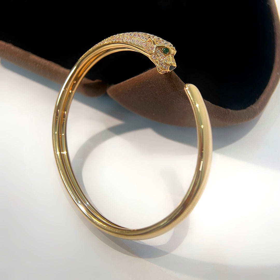 [GALE]PANTHERE GOLD DIAMOND OPEN BRACELET