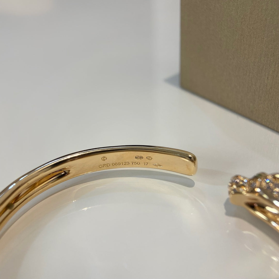 [GALE]PANTHERE GOLD DIAMOND OPEN BRACELET