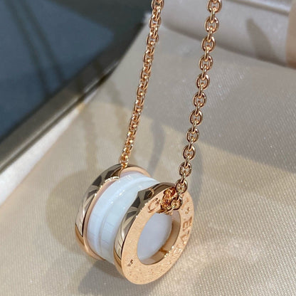[GALE]ZERO 1 WHITE CERAMIC PINK GOLD NECKLACE