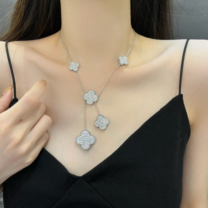 [GALE]CLOVER 5 MOTIFS SILVER DIAMONDS NECKLACE