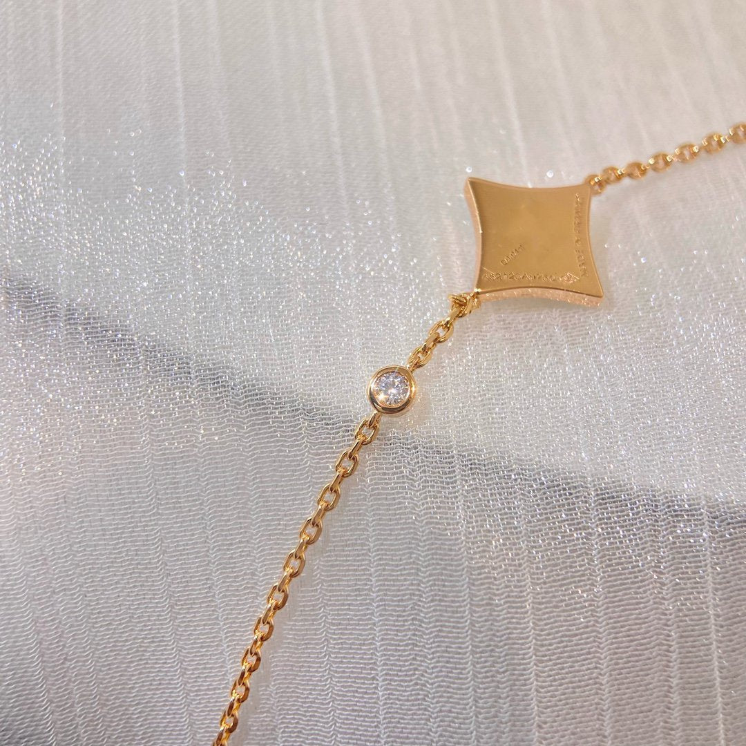 [GALE]COLOR STAR CARNELIAN PINK GOLD DIAMOND BRACELET