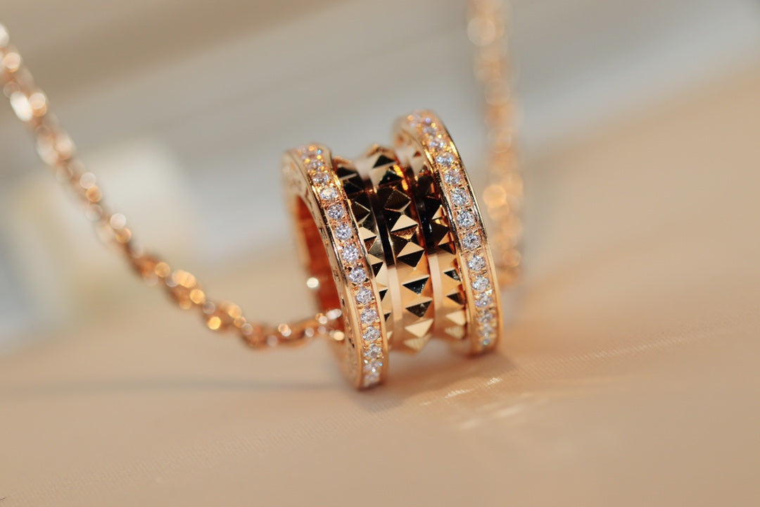 [GALE]ZERO 1 ROCK PEDANT PINK GOLD NECKLACE