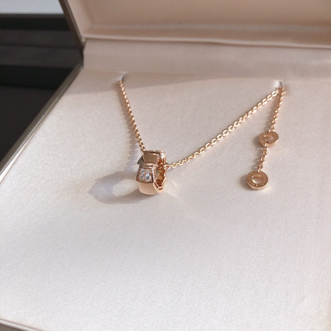 [GALE]SERPENTI PEDANT DIAMOND PINK GOLD NECKLACE