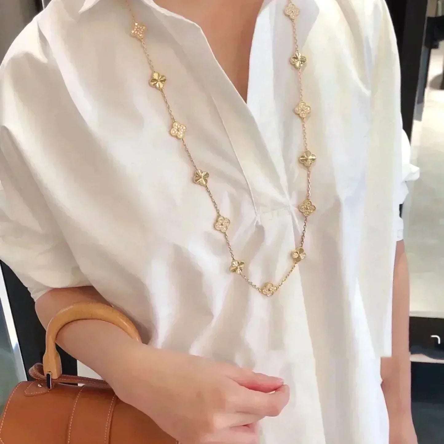 [GALE]CLOVER 20 MOTIFS LASER DIAMOND NECKLACE